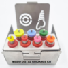 Mesio Distal Guidance System (MD Guide) Jull-Dent 027 The Mesio-Distal Guidance System just allows you to drill your pilot hole more accurately in terms of Mesio-Distal Spacing and Parallelism. We have given analogs (Non Drilling Guide) in 7 sizes of cylindrical diameters viz. 6mm, 7mm, 8mm, 9mm, 10mm, 11mm, 12mm. Also we have given silicon stoppers of same cylindrical sizes. These silicon stoppers fit onto your any implant system pilot drill upto drill diameter of 3.2mm. Hence it can be adjusted tightly till any depth of the drill size. These silicon are autoclavable. The analogs (Non Drilling Guide) will also allow you to simulate the presence of the future prosthetic teeth when placing several implants. Mesio-Distal Guidance System eliminates the need for making a surgical guide. For Single Implant Case 1) Measure the Mesio Distal distance between the adjacent teeth by putting Guide Pins. 2) Once the distance is finalised; put the same size of silicon stopper over the initial pilot 2mm Implant drill to desired depth. 3) The Drilling will be exactly at the center of the two adjacent tooth (ie. You can achieve the Mesio Distal Center drilling). For Multiple Implant Cases 1) Select the guide diameter that matches the mesio-distal dimention of the missing tooth. Put silicon cylindrical stopper of same size and place it against the adjacent tooth to create the first pilot hole. 2) Place the Guide at the pilot hole site of same diameter. 3) Select the size of the guide diameter that matches the mesio-distal dimension of the second missing tooth. Put silicon cylindrical stopper of same size and place it against the previously placed cylindrical analog guide to create the second Pilot hole. 4) Repeat the steps from Step number 3 as necessary in the case of multiple implants. Feature: Depth and distance interval can be solved with only one drilling. Simple and easy drilling. Surgery time can be shortened and possibility of frequent mistakes can be prevented in advance Ideal Stopper Design & Crown Guide Design. Strength. Both the Crown size and implant depth are simultaneously guided with only one drilling during the initial drilling. The mistake of the widened or narrowed interval between implants can be prevented when two or more implants are placed. The Crown Size and prosthetic appliance can be designed at the same time of implant placing. Manufactured from high quality surgical materials, with high quality performance. All drills and tools undergo an anti-rust process.