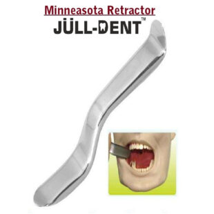 Minneasota Retractor Jull-Dent 077 These retractor With 20.5mm grip length, the tool can be used to hold mucoperiosteal flaps, cheeks, lips and tongue away from the surgical area. The surface of the tool is highly polished for corrosion resistance. Superior degree of flexibility and precision is achievable with this instrument during clinical procedures. This cheek retractor provides access to dental procedures ranging from cosmetic teeth whitening to surgical implant placement. Cheek retraction system helps the patient keep his or her mouth open while working. Function: dental retractor can be used to hold mucoperiosteal cheeks, flaps, lips and tongue away from the area of surgical site Polished surface: quality stainless steel surface, indicating superior craftsmanship. Highly polished surface for corrosion resistance Grip Length: 20.5mm, ideal for providing high degree of precision and flexibility while conducting clinical procedures Quality: tools and instruments are accredited to all world-class norms and standards. The Minnesota Retractor is used to hold mucoperiosteal flaps, cheeks, lips, and tongue away from the surgical area measuring 5.5" long and 20.5mm wide. Material: Non Magnetic Stainless Steel