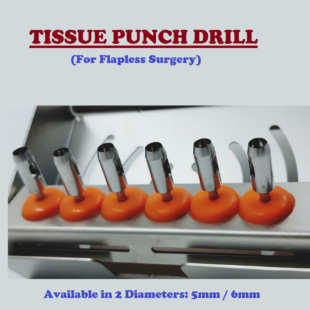 Tissue Punch Drill Jull-Dent 125 * The Tissue Punch provides a precise easy method of Soft Tissue removal to insure positive seating of healing abutments. * Diameter of instrument is designed to extend over the implant for simplified Tissue Removal. * It can be Used for Tissue Biopsies. * Material: Surgical Grade Stainless Steel. * Rotary Tissue Punch is fitted in Phsio Dispensor Contra Angle Handpiece. Available Size: Diameter 5.0mm